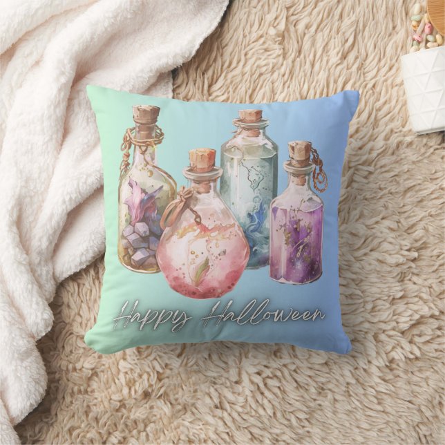 Potions and Elixirs Spell Bottles Happy Halloween Cushion (Blanket)