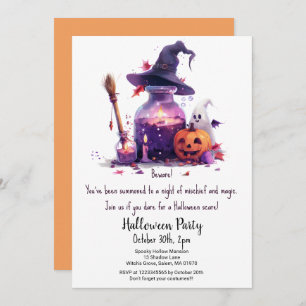 Potions Pumpkin Ghost Witch Hat Halloween Party Invitation