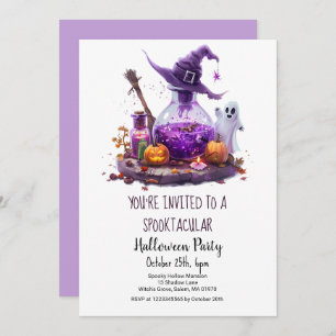 Potions Pumpkin Ghost Witch Hat Halloween Party  Invitation