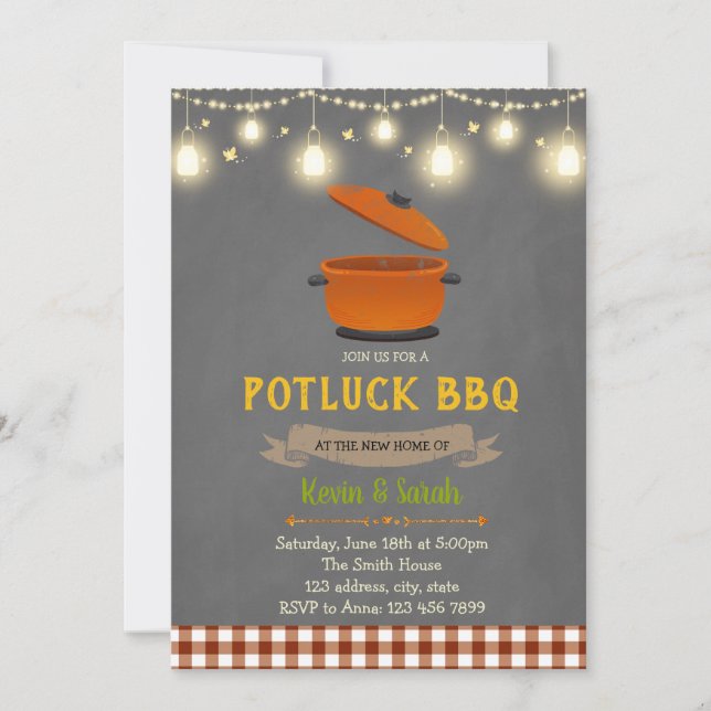 Potluck BBQ party invitation (Front)