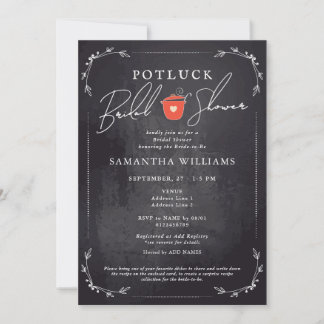 Potluck Black Bridal Shower Invitation