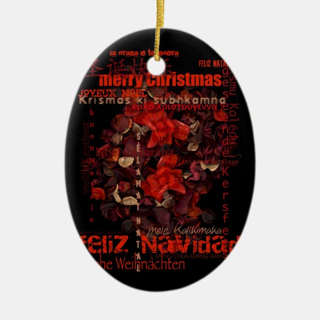 Potpourri World Christmas Navidad Message Ornament (Front)