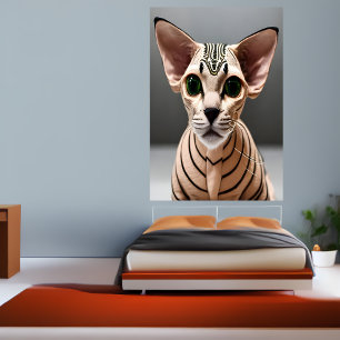 Potrait of a Sphynx cat   AI Art Poster