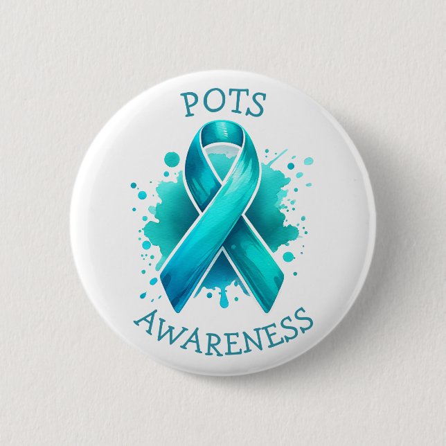 Pots Awareness Turquoise Awareness Ribbon 6 Cm Round Badge (Front)