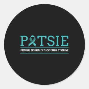 Pots Dysautonomia Turquoise Ribbon Autonomic Dysfu Classic Round Sticker