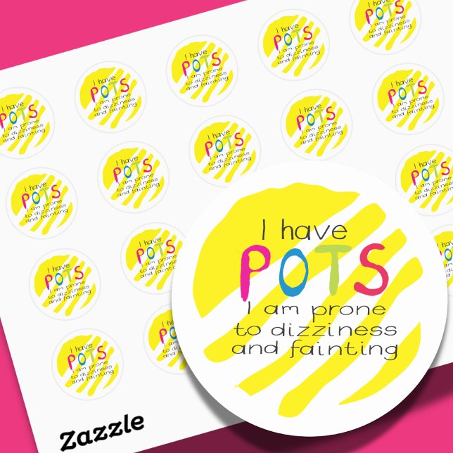 POTS syndrome awareness pin badge Classic Round Sticker (Creator Uploaded)