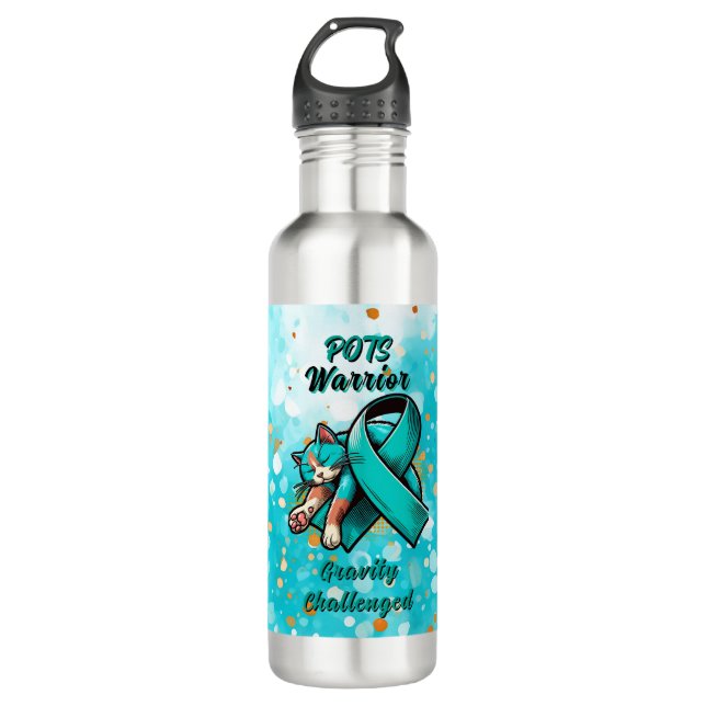 POTS Warrior | Dysautonomia Awareness Ribbon 710 Ml Water Bottle (Front)