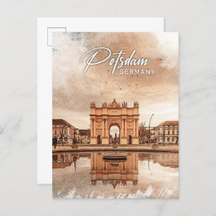 Potsdam Germany Colour Pencil Travel Postcard