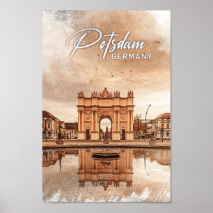 Potsdam Germany Colour Pencil Travel Poster