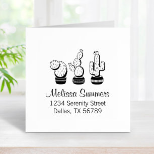 Potted Cacti - Cactus Plants Address Rubber Stamp
