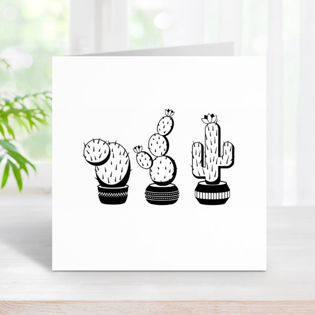 Potted Cacti - Cactus Plants Rubber Stamp