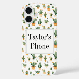 Potted Cactus on White iPhone 16 Case