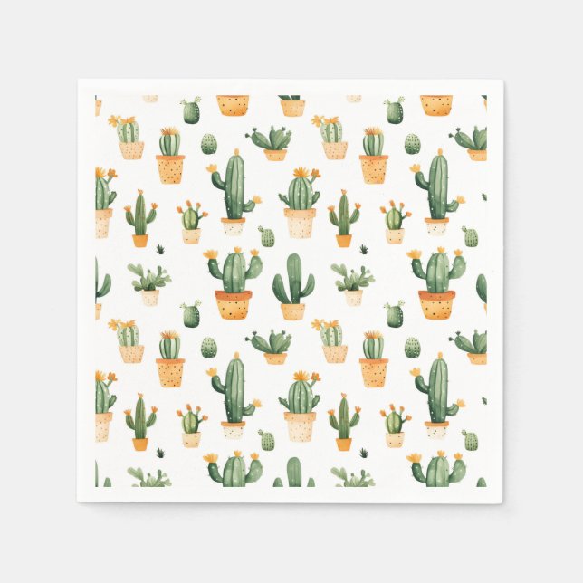 Potted Cactus on White Napkin (Front)