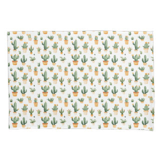 Potted Cactus on White Pillow Case