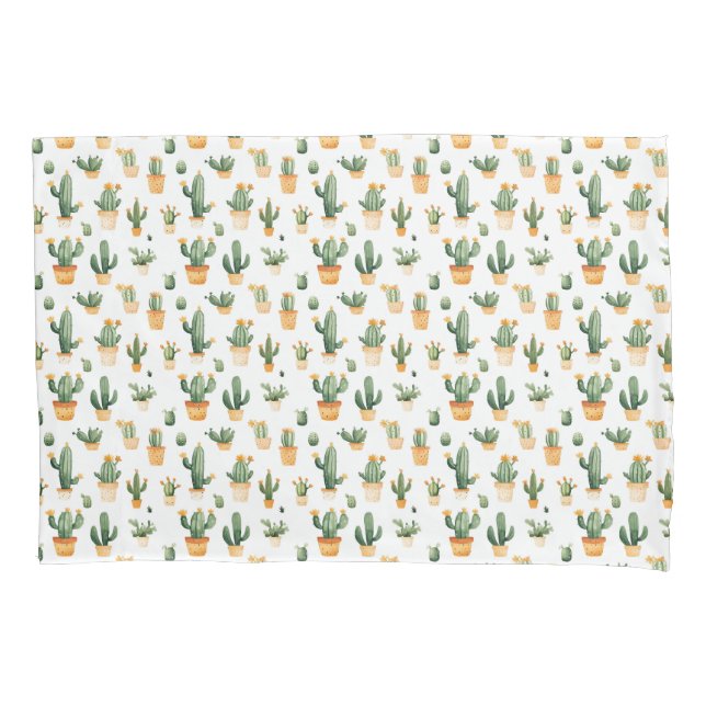 Potted Cactus on White Pillow Case (Front)