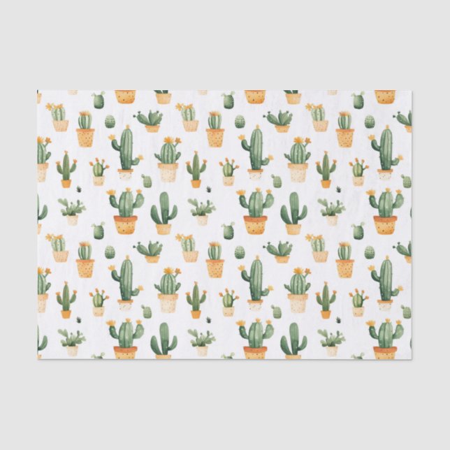 Potted Cactus on White  Tissue Paper (Front)