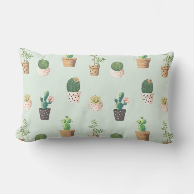 Potted Cactus Pattern Outdoor Pillow (Front)