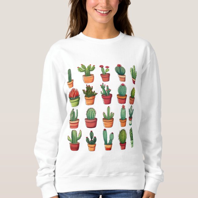 Potted Desert Cactus and Succulents  Sweatshirt (Front)
