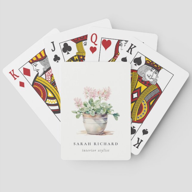 Potted Floral House Plants Watercolor Botanical  Playing Cards (Back)