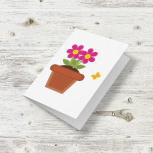 Potted Flower and Butterfly Card