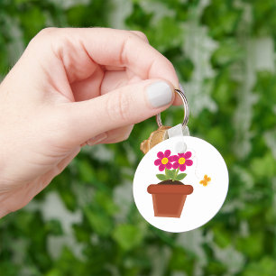 Potted Flower and Butterfly Keychain