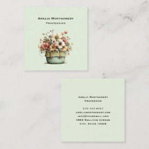 Potted Flowers Cosy Shabby Cute Florist Square Business Card