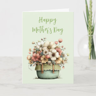Potted Flowers Cosy Shabby Cute Holiday Card