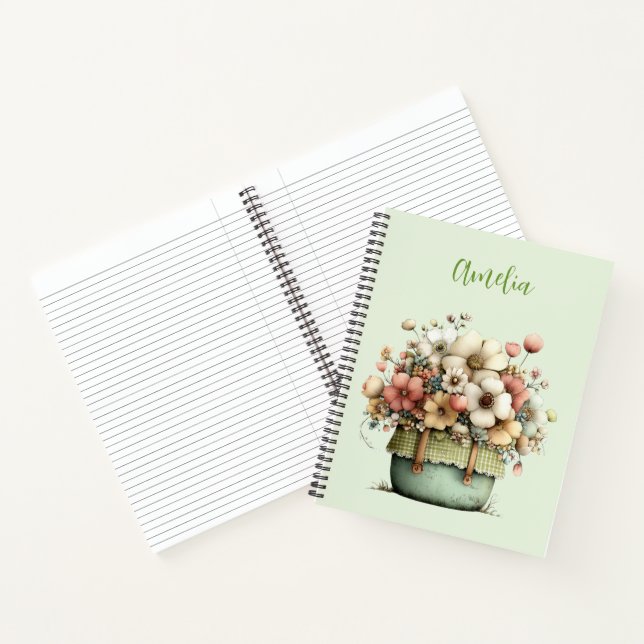 Potted Flowers Cosy Shabby Cute Notebook (Inside)
