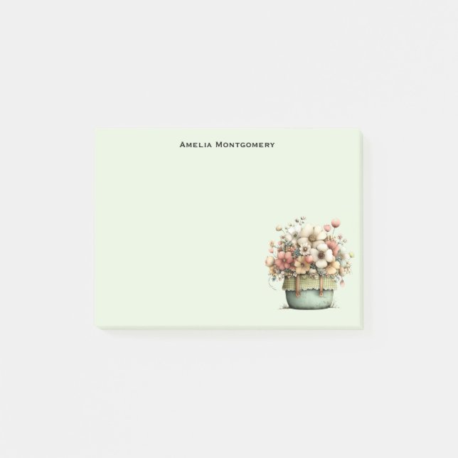 Potted Flowers Cosy Shabby Cute Post-it Notes (Front)