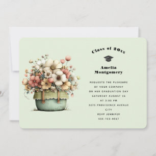  Potted Flowers Cosy Shabby Style Cute Graduation Invitation