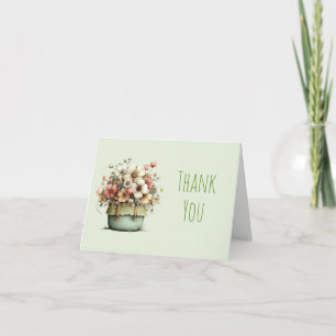 Potted Flowers Cosy Shabby Style Cute Thank You Card