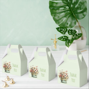 Potted Flowers Cosy Shabby Style Cute Thank You Favour Box