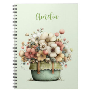 Potted Flowers Cozy Shabby Cute Notebook