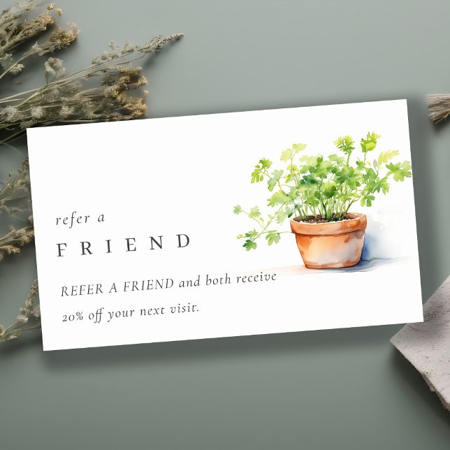 Potted Herb Parsley Coriander Refer A Friend Business Card (Creator Uploaded)