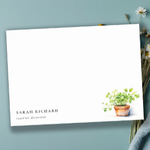 Potted Herb Parsley Coriander Watercolor Botanical Card