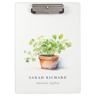 Potted Herb Parsley Coriander Watercolor Botanical Clipboard