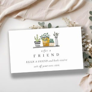 Potted House Plants Botanical Refer A Friend Business Card