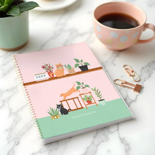 Potted House Plants & Cute Happy Cats Planner