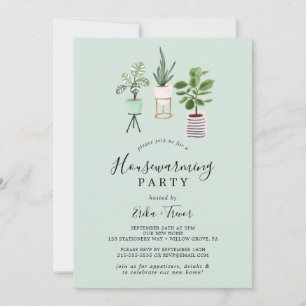Potted House Plants Mint Housewarming Party Invitation
