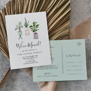 Potted House Plants We've Moved Moving Announcement Postcard