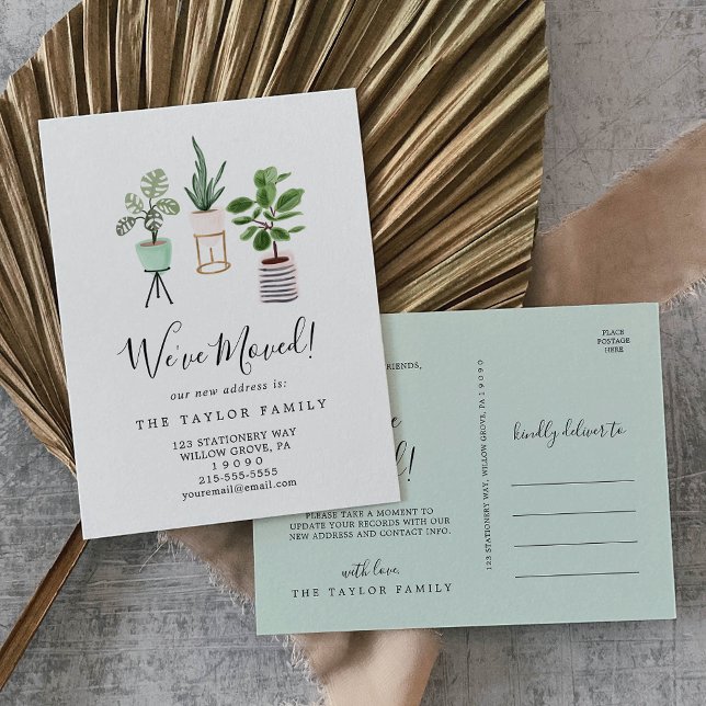 Potted House Plants We've Moved Moving Announcement Postcard (Creator Uploaded)