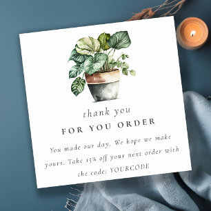 Potted Leafy House Plants Thank You For Order Square Business Card