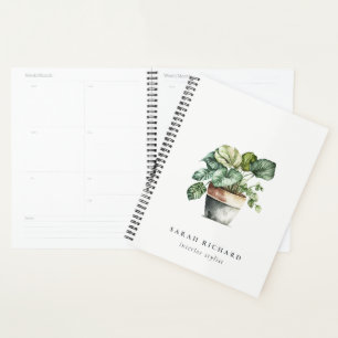 Potted Leafy House Plants Watercolor Botanical Planner