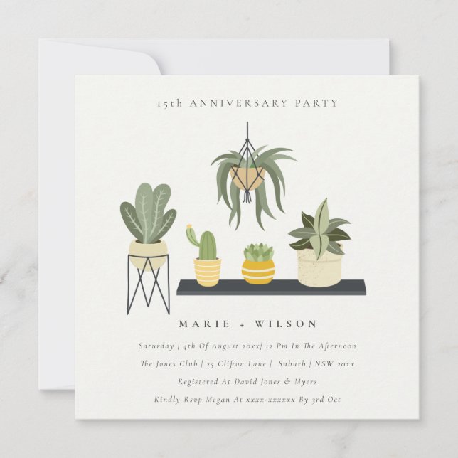 Potted Leafy  Plants Any Year Anniversary Invite (Front)