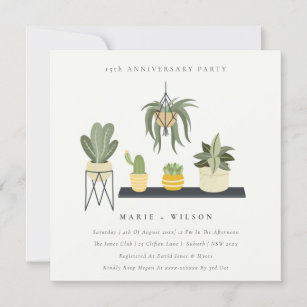 Potted Leafy  Plants Any Year Anniversary Invite