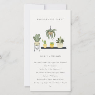 Potted Leafy Succulent Plants Engagement Invite