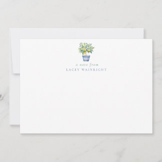 Potted Lemon Tree Personalised Stationery Card