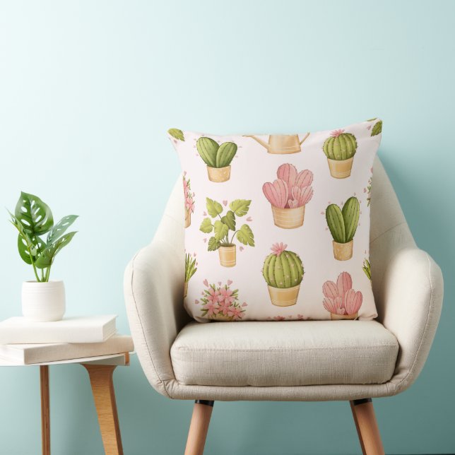 Potted  Multicolor  Whimsical  Plant  Pattern Cushion (Chair)