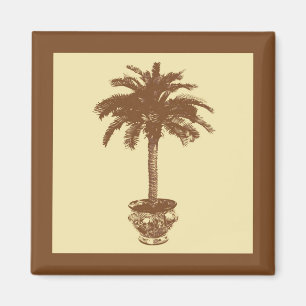 Potted Palm Tree - dark brown and tan Magnet