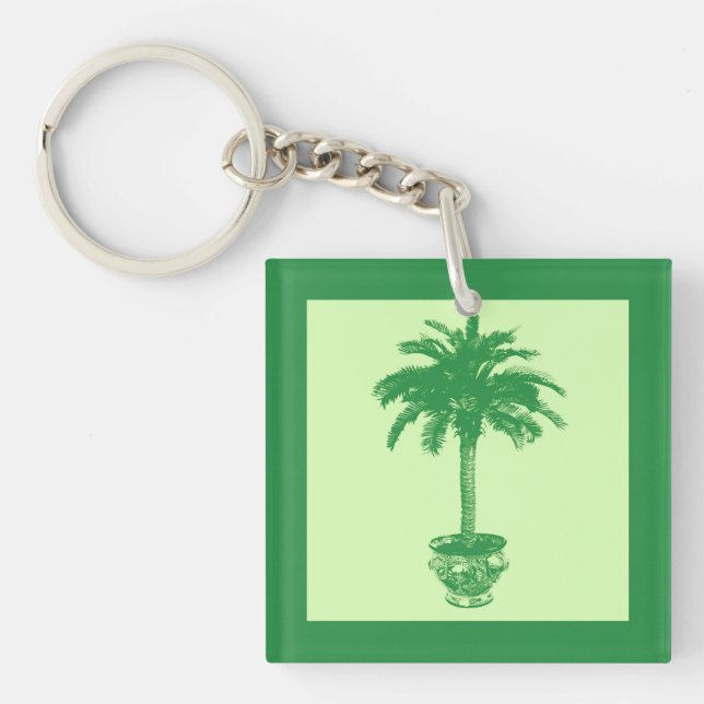 Potted Palm Tree - emerald and light green Key Ring (Front)